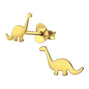 14K Gold Vermeil Dinosaur Stud Earrings 9mm